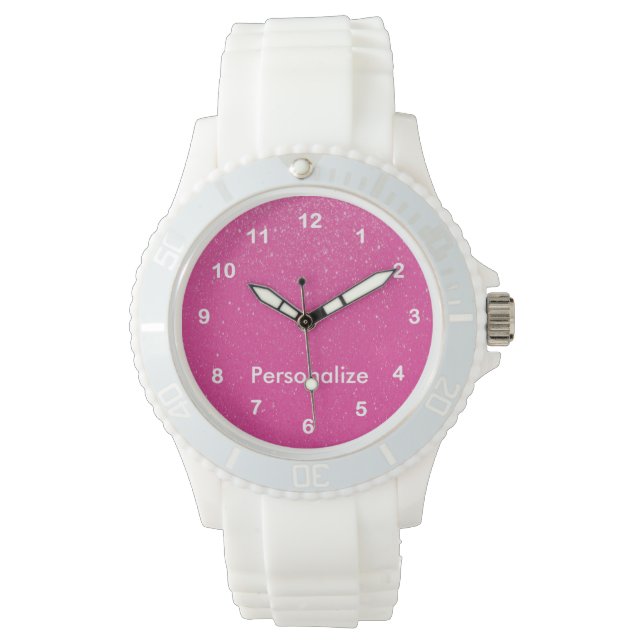 Reloj De Pulsera Impresión de Purpurina rosa suave (Anverso)