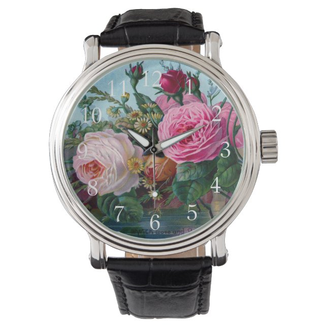 Reloj De Pulsera Impresión de Rosas de época hermosos y elegantes (Anverso)