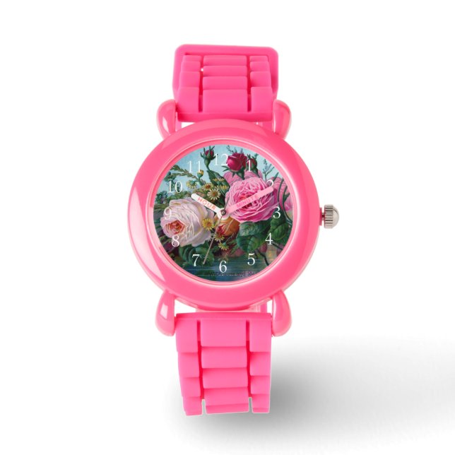 Reloj De Pulsera Impresión de Rosas de época hermosos y elegantes (Anverso)