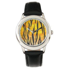 Reloj De Pulsera Impresión de tigre negro y Naranja