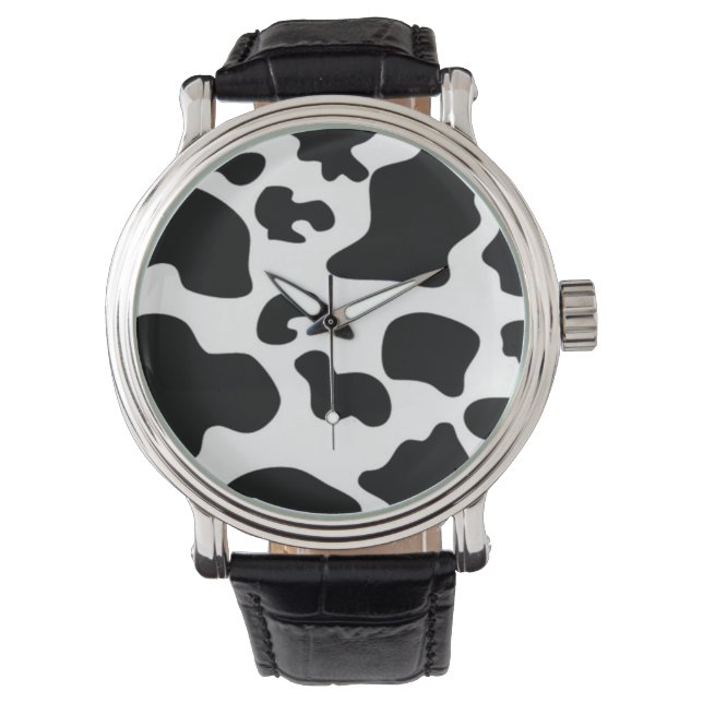 Reloj De Pulsera Impresión de vaca en blanco y negro (Anverso)