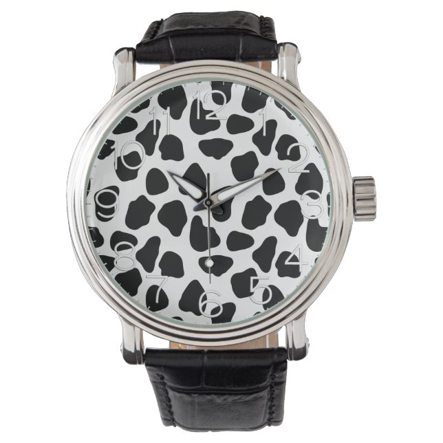 Reloj De Pulsera Impresión de vaca en blanco y negro (Anverso)