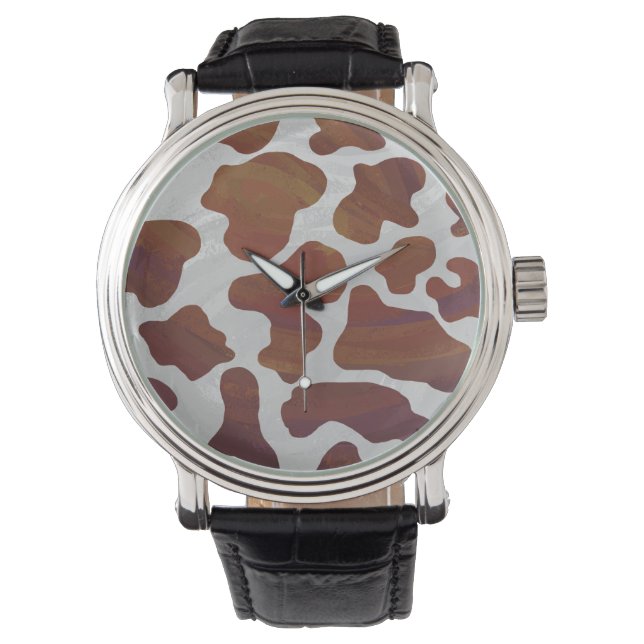 Reloj De Pulsera Impresión de vaca marrón y blanco (Anverso)