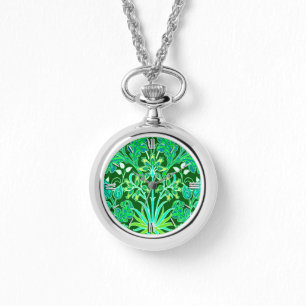 Reloj De Pulsera Impresión de William Morris Hyacinth, verde esmera