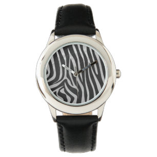 Reloj De Pulsera Impresión de zebra negra y gris claro