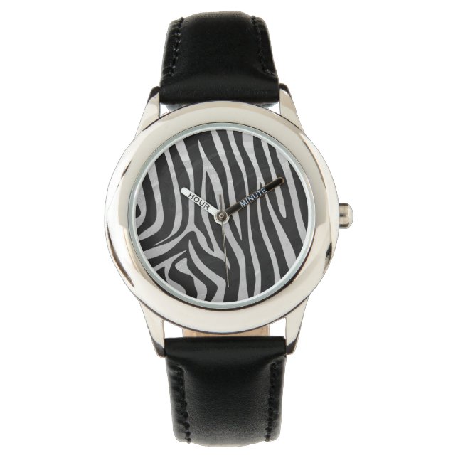 Reloj De Pulsera Impresión de zebra negra y gris claro (Anverso)