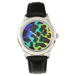 Reloj De Pulsera Impresión en blanco negro y arcoiris