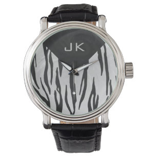 Reloj De Pulsera Impresión en blanco y negro de tigre monográfico