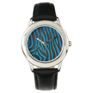 Reloj De Pulsera Impresión en negro y azul de cebra