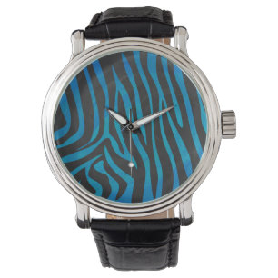Reloj De Pulsera Impresión en negro y azul de cebra