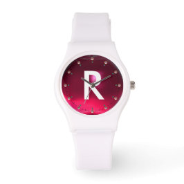 RELOJ DE PULSERA IMPRESIÓN FUCHSIA PINK RUBY GEMSTONE MONOGRAM