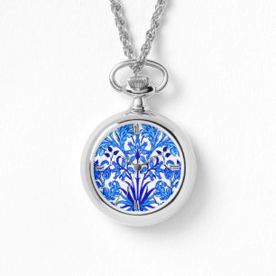 Reloj De Pulsera Impresión hipoacínica William Morris, azul cobalto