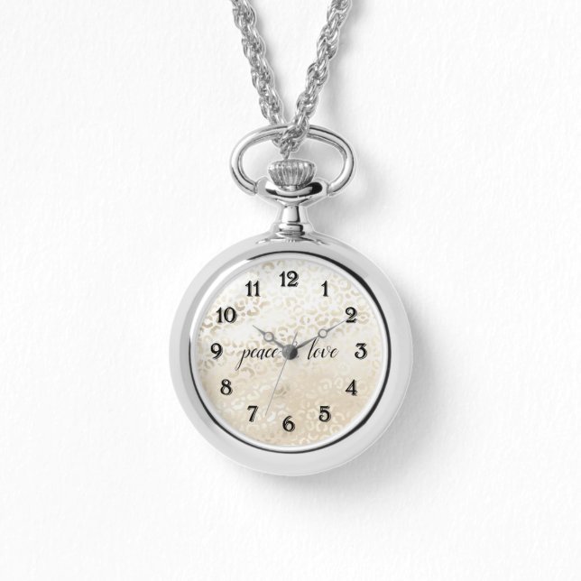 Reloj De Pulsera Impresión personalizada de Leopardo de oro blanco (Anverso)