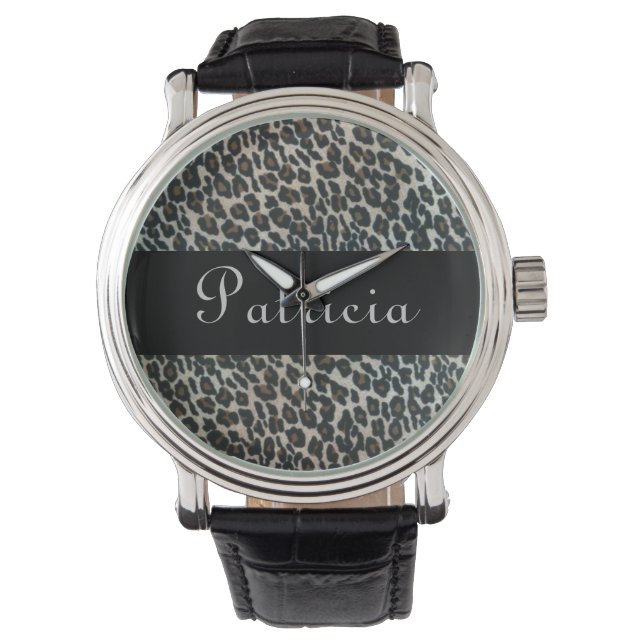 Reloj De Pulsera Impresión personalizada de leopardo salvaje (Anverso)