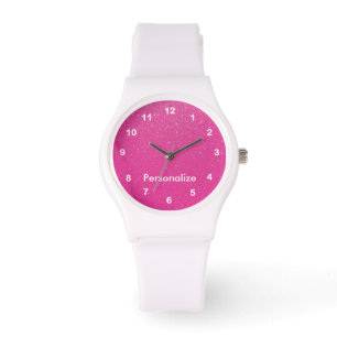 Reloj De Pulsera Impresión suavemente rosada del purpurina