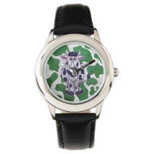 Reloj De Pulsera Impresión verde y blanca de vaca salvaje