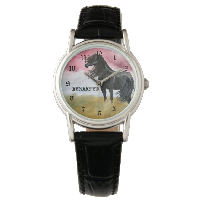 Reloj De Pulsera Impresionante acuarela de caballo (Anverso)