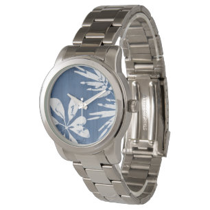 Reloj De Pulsera Impresiones tropicales del añil - verdor tropical