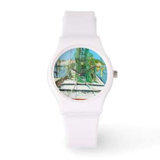 Reloj De Pulsera Impresionismo abstracto en barco camaronero