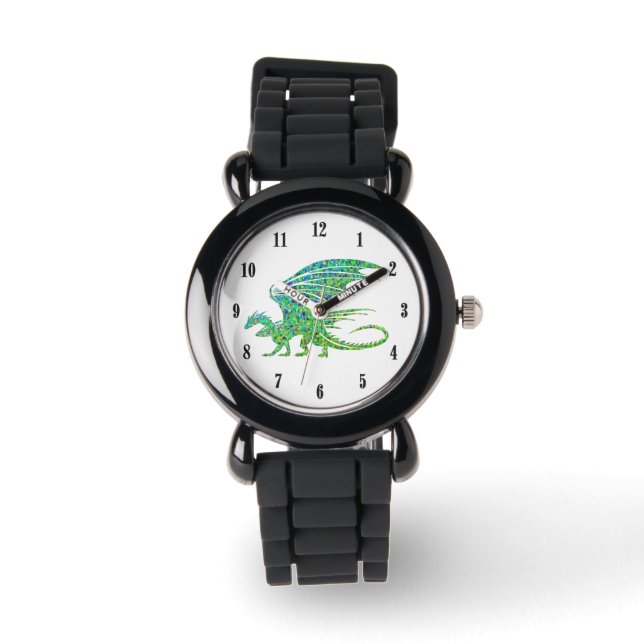 Reloj De Pulsera Incríble Dragón Verde Mosaico (Anverso)