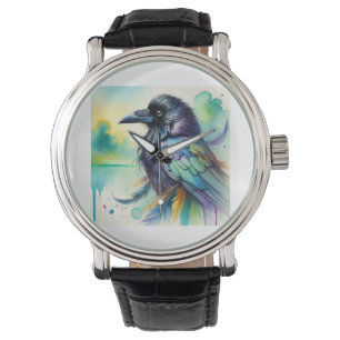 Reloj De Pulsera Indian crow in watercolor 160924AREF150 - Watercol
