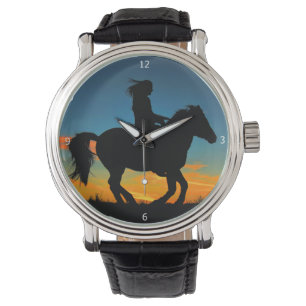 RELOJ DE PULSERA INDIO EN UN CABALLO