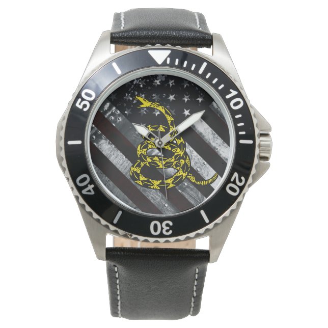 Reloj De Pulsera Industrial American Flag and Snake Clock (Anverso)
