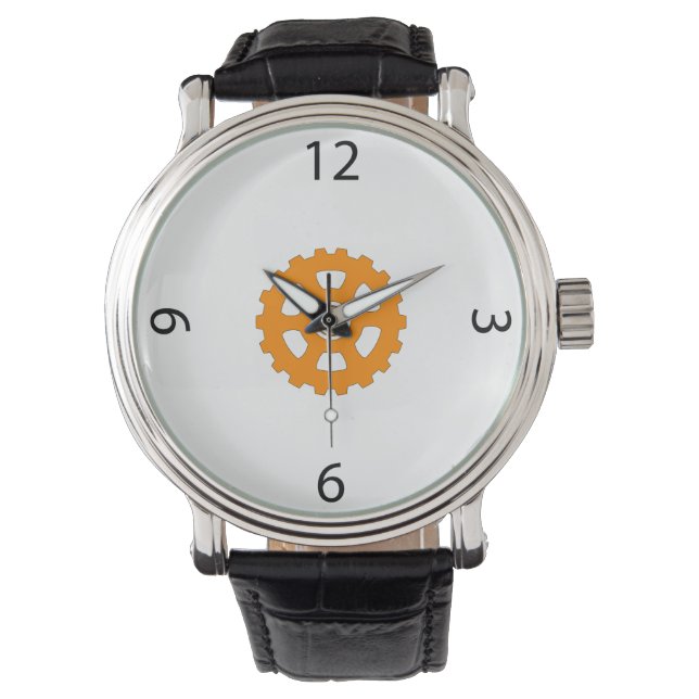 Reloj De Pulsera Industrial Orange Gear Cogwheel (Anverso)