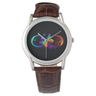 Reloj De Pulsera Infinidad vibrante con mariposa arco iris sobre ne