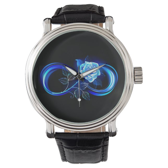 Reloj De Pulsera Infinito brillante con rosa azul (Anverso)