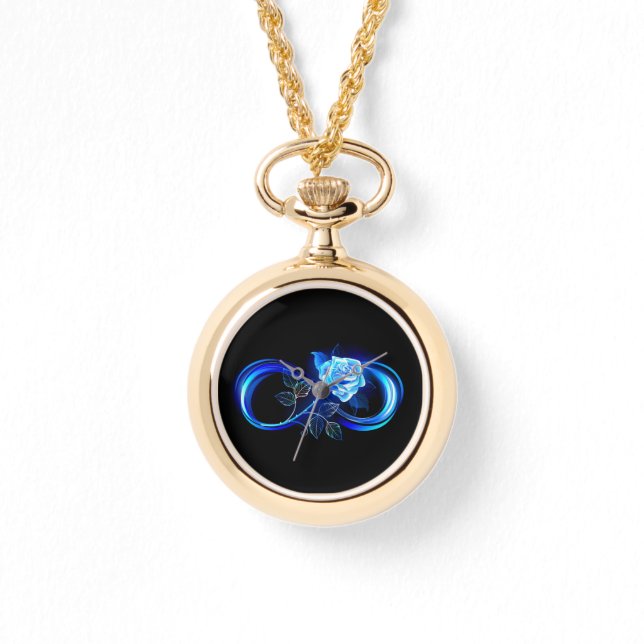 Reloj De Pulsera Infinito brillante con rosa azul (Anverso)