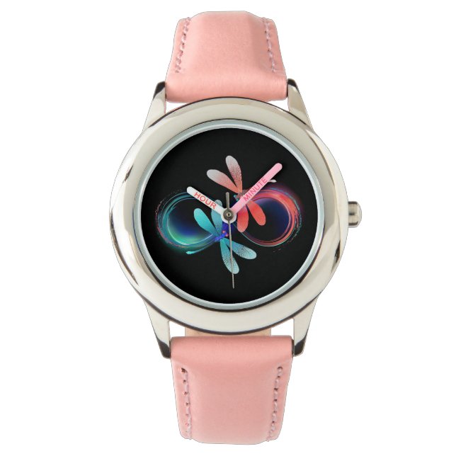 Reloj De Pulsera Infinito con libélulas brillantes (Anverso)