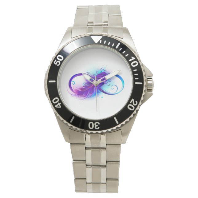 Reloj De Pulsera Infinito con pluma púrpura (Anverso)