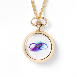Reloj De Pulsera Infinito con plumas púrpura