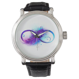 Reloj De Pulsera Infinito con plumas púrpura