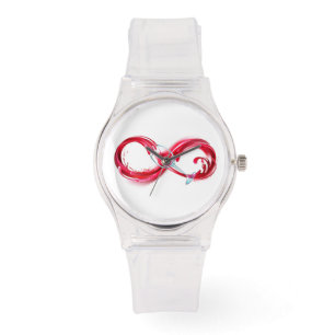 Reloj De Pulsera Infinito con vino Rojo