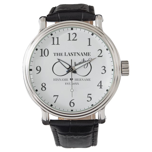 Reloj De Pulsera Infinity Personalized Family Name and Est. Fecha (Anverso)