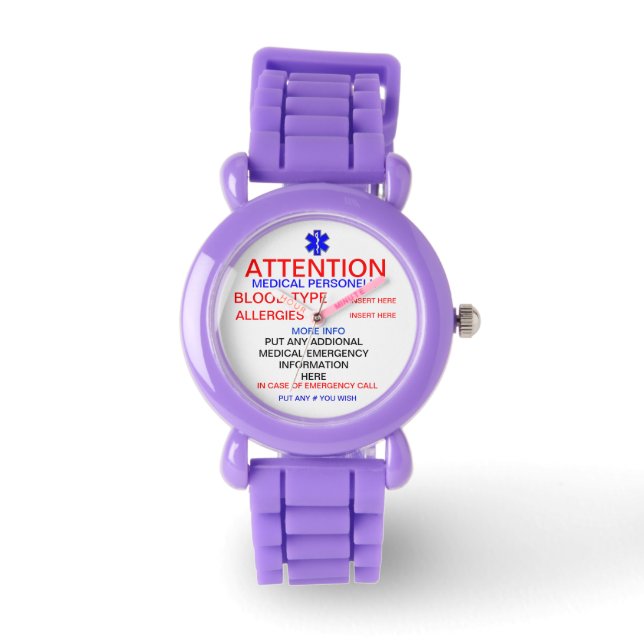 RELOJ DE PULSERA INFORMACIÓN DE EMERGENCIA (Anverso)