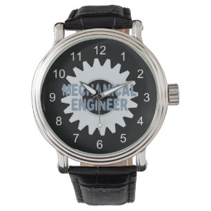 Reloj De Pulsera Ingeniero Mecánico Engranaje Azul Gris