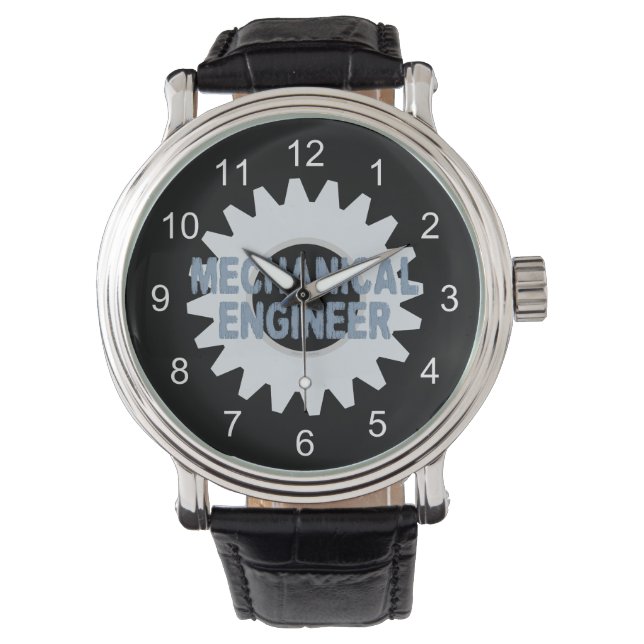 Reloj De Pulsera Ingeniero Mecánico Engranaje Azul Gris (Anverso)