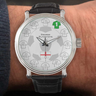 Reloj De Pulsera Inglaterra Watch con nombre, Camisetas blancos y b