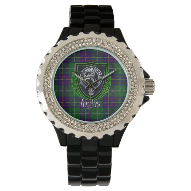 Reloj De Pulsera Inglis Scottish Clan Tartan & Crest (Anverso)