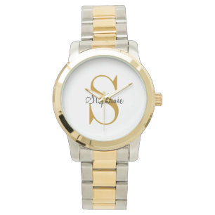 Reloj De Pulsera Inicial de nombre monograma personalizado en oro