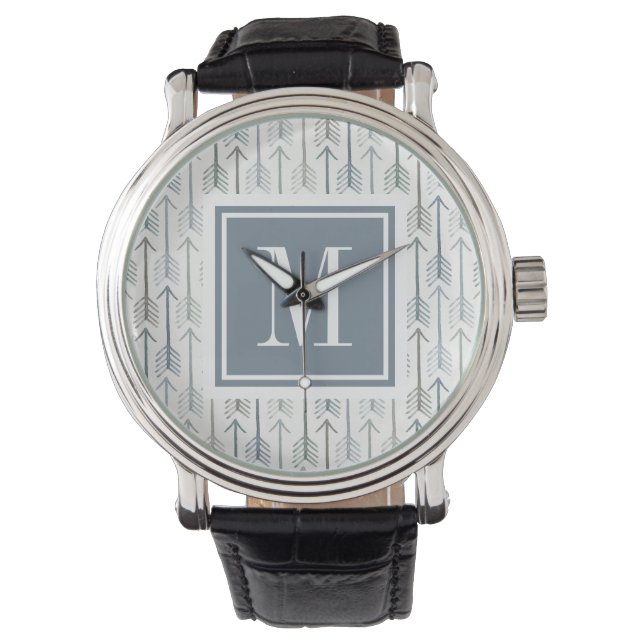 Reloj De Pulsera Inicial | Patrón de flecha Wanderlust de color de  (Anverso)