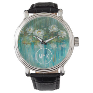 Reloj De Pulsera Inicial   Water Lily Pond
