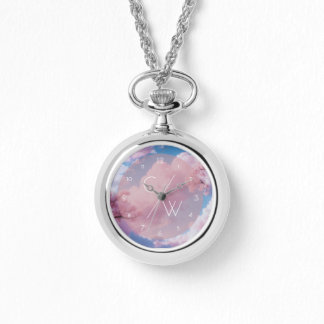 Reloj De Pulsera Iniciales Personalizados de Floral de Cerezo Rosa