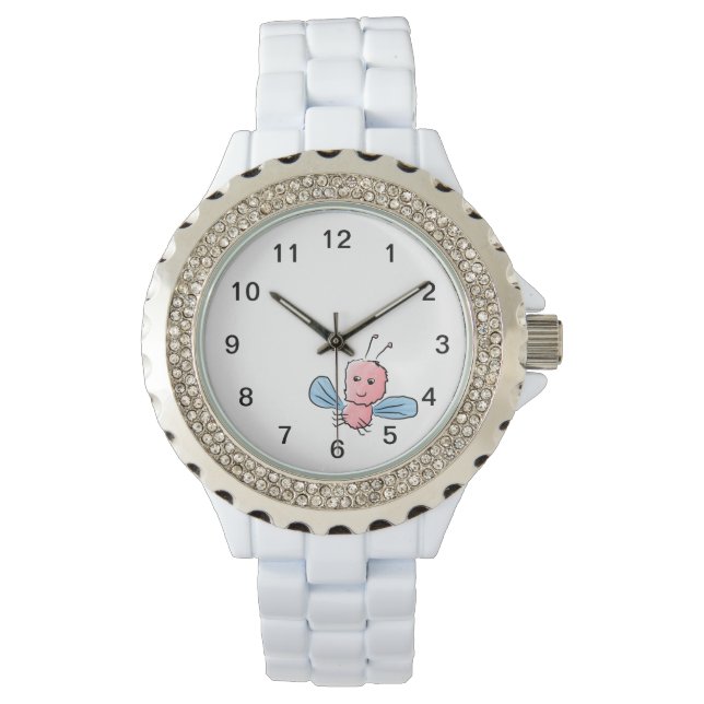 Reloj De Pulsera Insectos de vuelo de bug rosado (Anverso)