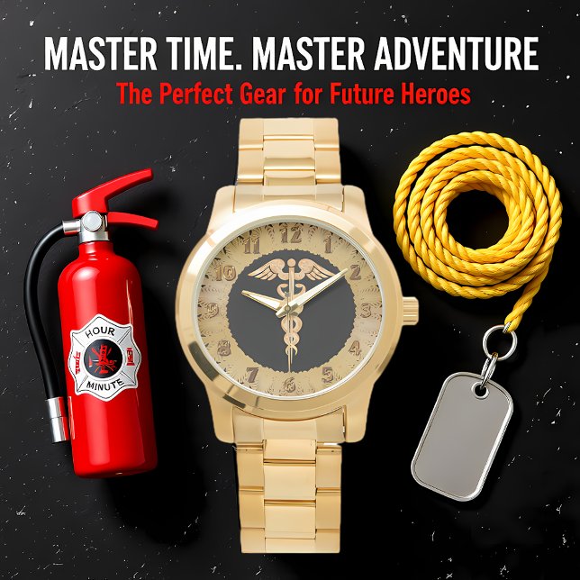 Reloj De Pulsera Insignia de alerta de silueta brillante de oro méd (Subido por el creador)