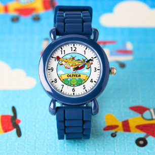 Reloj De Pulsera Insignia de avión de bomberos de dibujos animados
