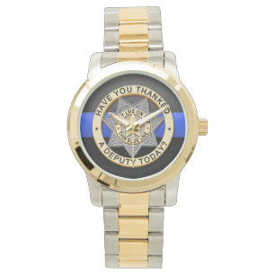 Reloj De Pulsera Insignia delgada de la línea azul
